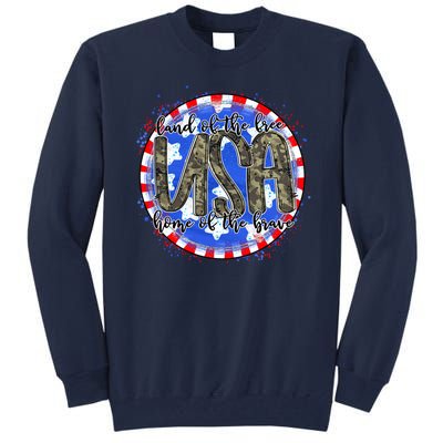 Land Of The Free Home Of The Brave USA Celebration Tall Sweatshirt