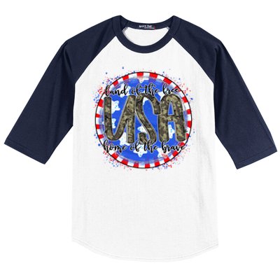 Land Of The Free Home Of The Brave USA Celebration Baseball Sleeve Shirt