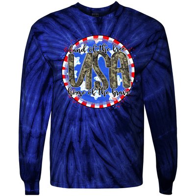 Land Of The Free Home Of The Brave USA Celebration Tie-Dye Long Sleeve Shirt