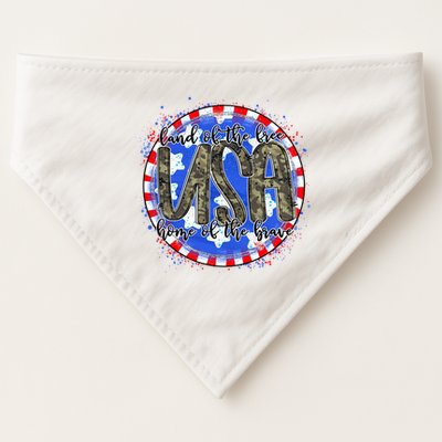 Land Of The Free Home Of The Brave USA Celebration USA-Made Doggie Bandana