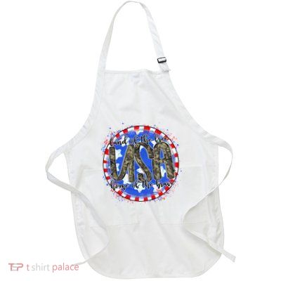 Land Of The Free Home Of The Brave USA Celebration Full-Length Apron With Pockets