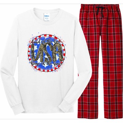 Land Of The Free Home Of The Brave USA Celebration Long Sleeve Pajama Set