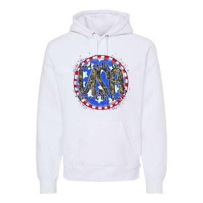 Land Of The Free Home Of The Brave USA Celebration Premium Hoodie