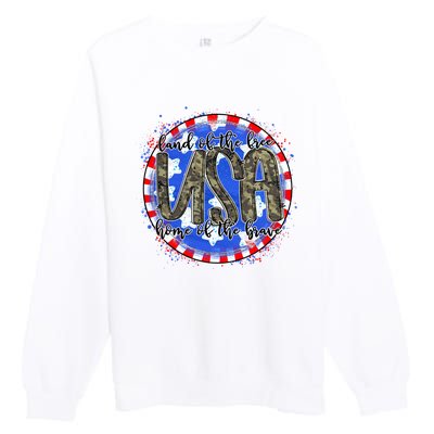 Land Of The Free Home Of The Brave USA Celebration Premium Crewneck Sweatshirt