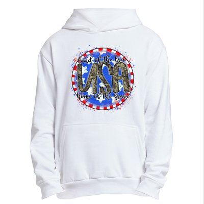 Land Of The Free Home Of The Brave USA Celebration Urban Pullover Hoodie