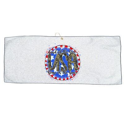 Land Of The Free Home Of The Brave USA Celebration Large Microfiber Waffle Golf Towel