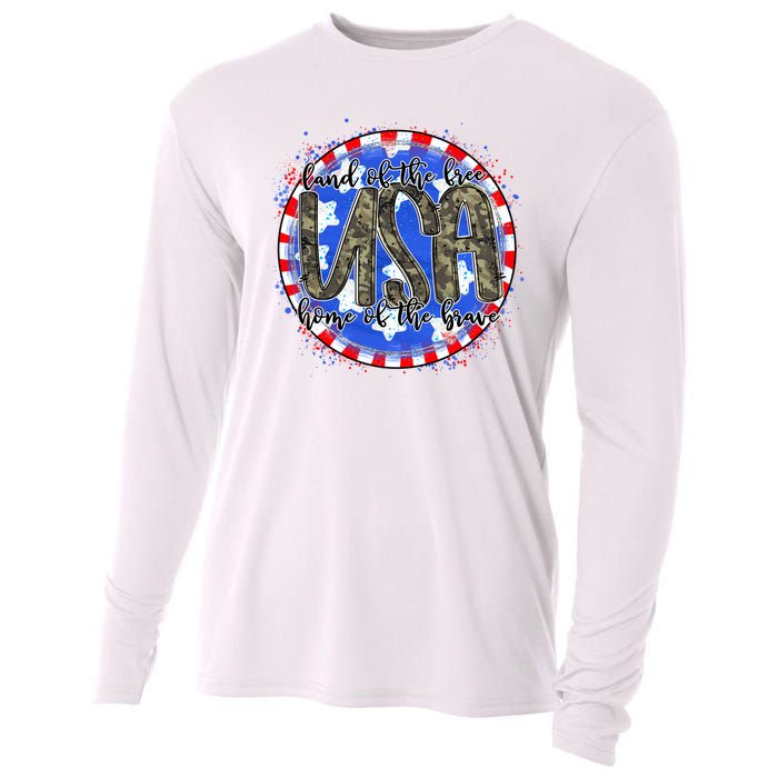 Land Of The Free Home Of The Brave USA Celebration Cooling Performance Long Sleeve Crew