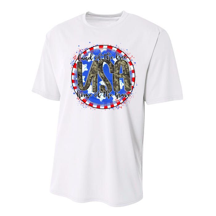 Land Of The Free Home Of The Brave USA Celebration Performance Sprint T-Shirt