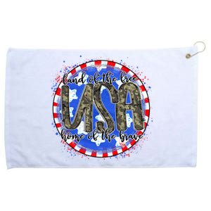 Land Of The Free Home Of The Brave USA Celebration Grommeted Golf Towel