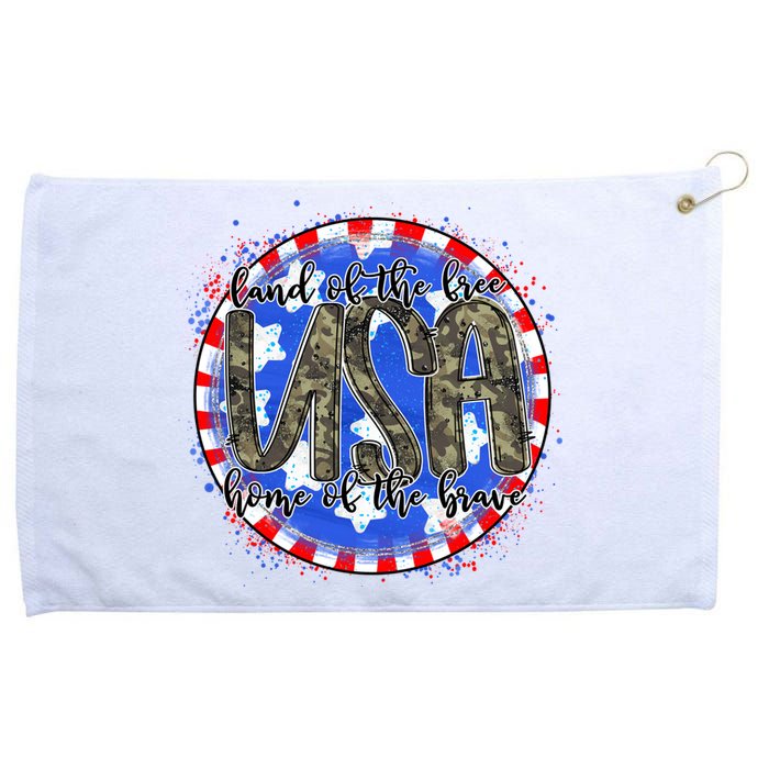 Land Of The Free Home Of The Brave USA Celebration Grommeted Golf Towel