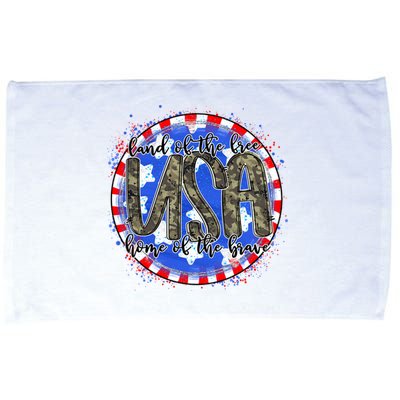 Land Of The Free Home Of The Brave USA Celebration Microfiber Hand Towel