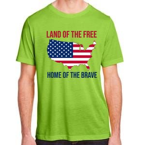 Land Of The Free Home Of The Brave American Flag Patriotic Adult ChromaSoft Performance T-Shirt