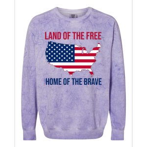 Land Of The Free Home Of The Brave American Flag Patriotic Colorblast Crewneck Sweatshirt