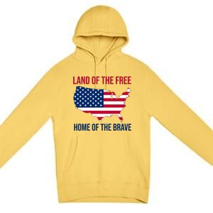 Land Of The Free Home Of The Brave American Flag Patriotic Premium Pullover Hoodie