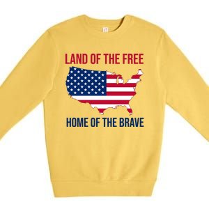 Land Of The Free Home Of The Brave American Flag Patriotic Premium Crewneck Sweatshirt