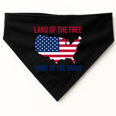 Land Of The Free Home Of The Brave American Flag Patriotic USA-Made Doggie Bandana