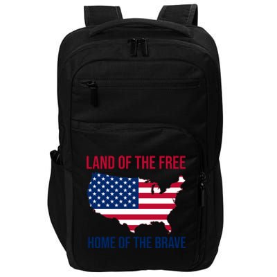 Land Of The Free Home Of The Brave American Flag Patriotic Impact Tech Backpack