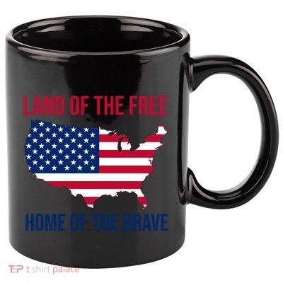 Land Of The Free Home Of The Brave American Flag Patriotic 11oz C Handle Ceramic Mug