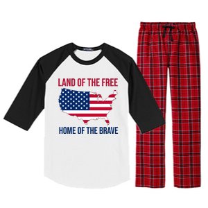 Land Of The Free Home Of The Brave American Flag Patriotic Raglan Sleeve Pajama Set