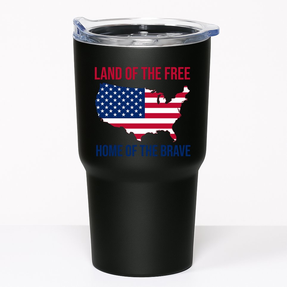 Land Of The Free Home Of The Brave American Flag Patriotic Tumbler