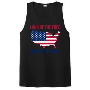 Land Of The Free Home Of The Brave American Flag Patriotic PosiCharge Competitor Tank