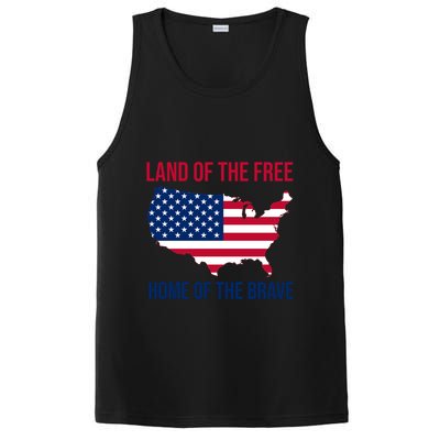 Land Of The Free Home Of The Brave American Flag Patriotic PosiCharge Competitor Tank