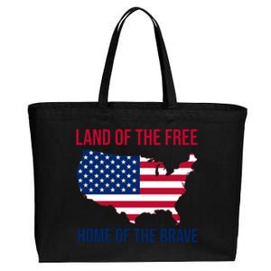 Land Of The Free Home Of The Brave American Flag Patriotic Cotton Canvas Jumbo Tote