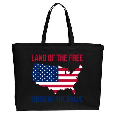 Land Of The Free Home Of The Brave American Flag Patriotic Cotton Canvas Jumbo Tote