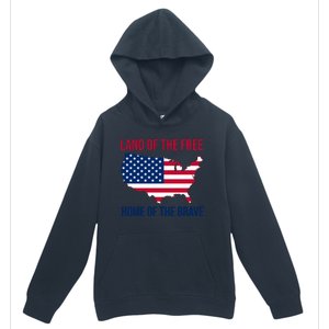 Land Of The Free Home Of The Brave American Flag Patriotic Urban Pullover Hoodie