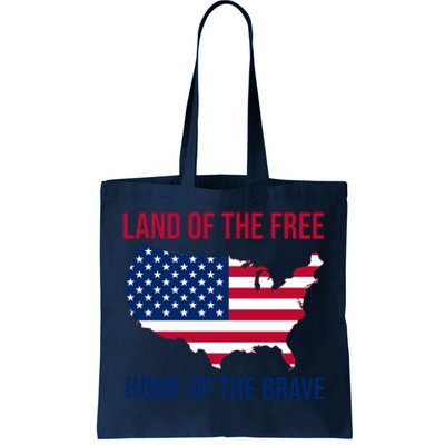 Land Of The Free Home Of The Brave American Flag Patriotic Tote Bag