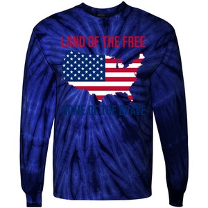 Land Of The Free Home Of The Brave American Flag Patriotic Tie-Dye Long Sleeve Shirt