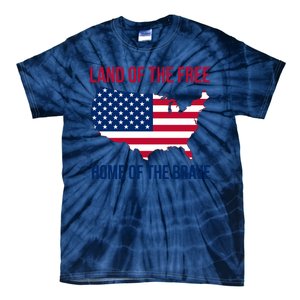 Land Of The Free Home Of The Brave American Flag Patriotic Tie-Dye T-Shirt