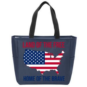 Land Of The Free Home Of The Brave American Flag Patriotic Zip Tote Bag