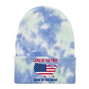 Land Of The Free Home Of The Brave American Flag Patriotic Tie Dye 12in Knit Beanie