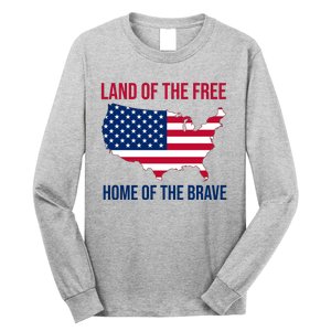 Land Of The Free Home Of The Brave American Flag Patriotic Long Sleeve Shirt