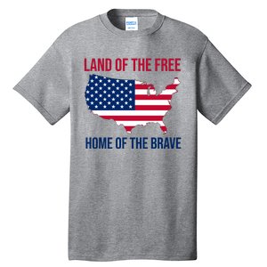 Land Of The Free Home Of The Brave American Flag Patriotic Tall T-Shirt