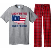 Land Of The Free Home Of The Brave American Flag Patriotic Pajama Set