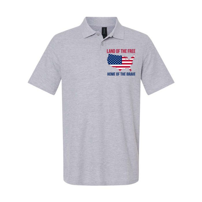 Land Of The Free Home Of The Brave American Flag Patriotic Softstyle Adult Sport Polo