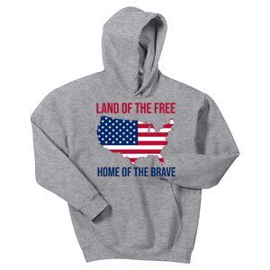 Land Of The Free Home Of The Brave American Flag Patriotic Kids Hoodie