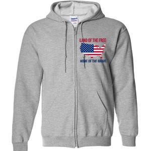 Land Of The Free Home Of The Brave American Flag Patriotic Full Zip Hoodie