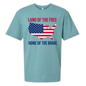 Land Of The Free Home Of The Brave American Flag Patriotic Sueded Cloud Jersey T-Shirt