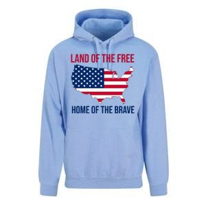 Land Of The Free Home Of The Brave American Flag Patriotic Unisex Surf Hoodie