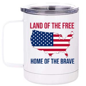 Land Of The Free Home Of The Brave American Flag Patriotic 12 oz Stainless Steel Tumbler Cup