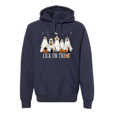 Lick Or Treat Funny Ghost Dog Cute Halloween Dog Lover Premium Hoodie