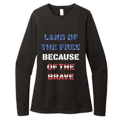 Land Of The Free Because Of The Brave Stars And Stripes Gift Womens CVC Long Sleeve Shirt