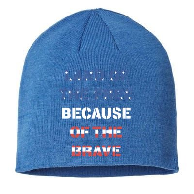 Land Of The Free Because Of The Brave Stars And Stripes Gift Sustainable Beanie