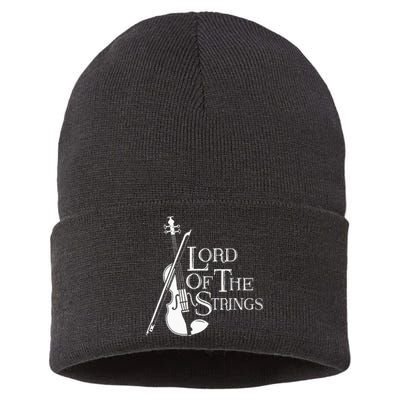 Lord Of The Strings Violin Musician Humor Sustainable Knit Beanie