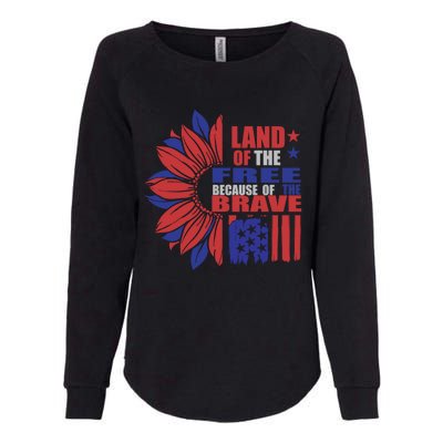 Land Of The Free Because Of The Brave Veteran Funny Gift Womens California Wash Sweatshirt