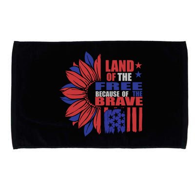 Land Of The Free Because Of The Brave Veteran Funny Gift Microfiber Hand Towel