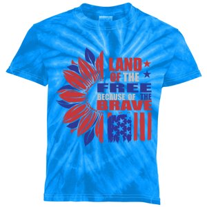 Land Of The Free Because Of The Brave Veteran Funny Gift Kids Tie-Dye T-Shirt